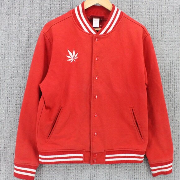 MedMen Letterman Jacket Mens Large L Red M Marihuana Embroidered Limited Edition - Picture 1 of 8